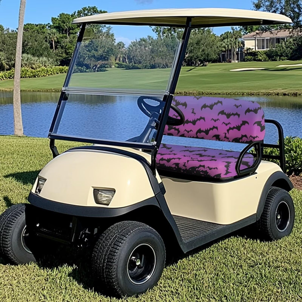 Darisoco seat cover waterproof fabric guards golf cart seats during rain and mud.