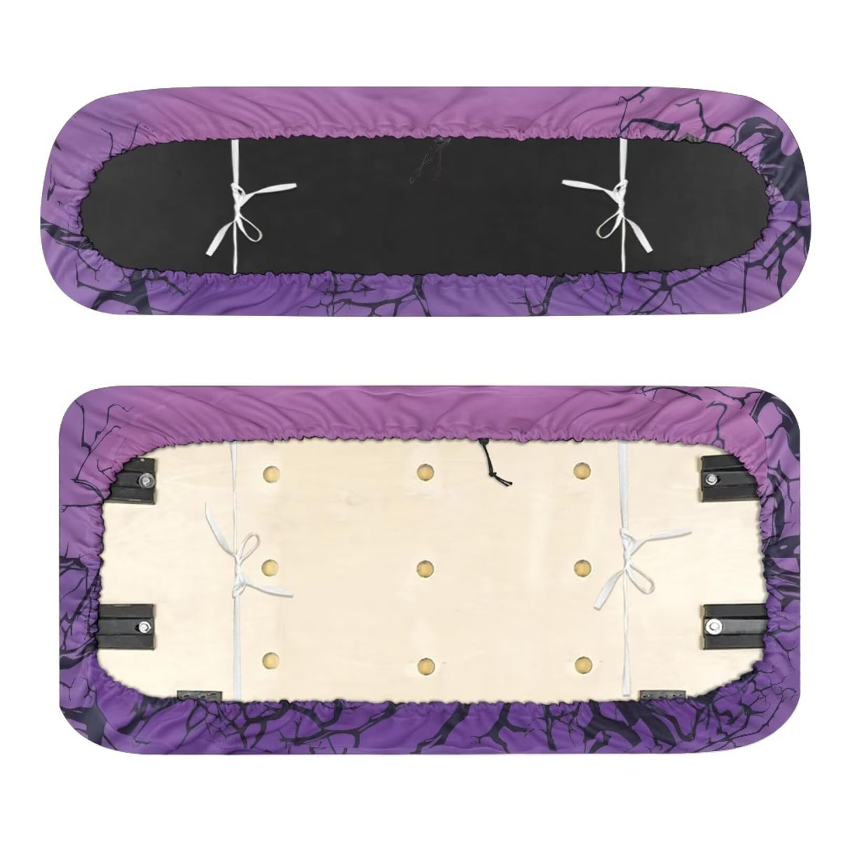 Darisoco Halloween Witch seat-cover side view highlights elastic edge fit and rugged 600D fabric.