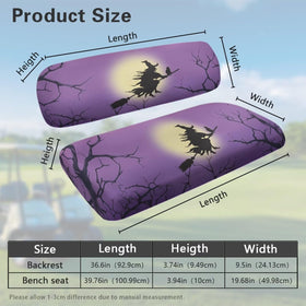 Darisoco Halloween Witch seat-cover waterproof coverage guards against rain and mud.