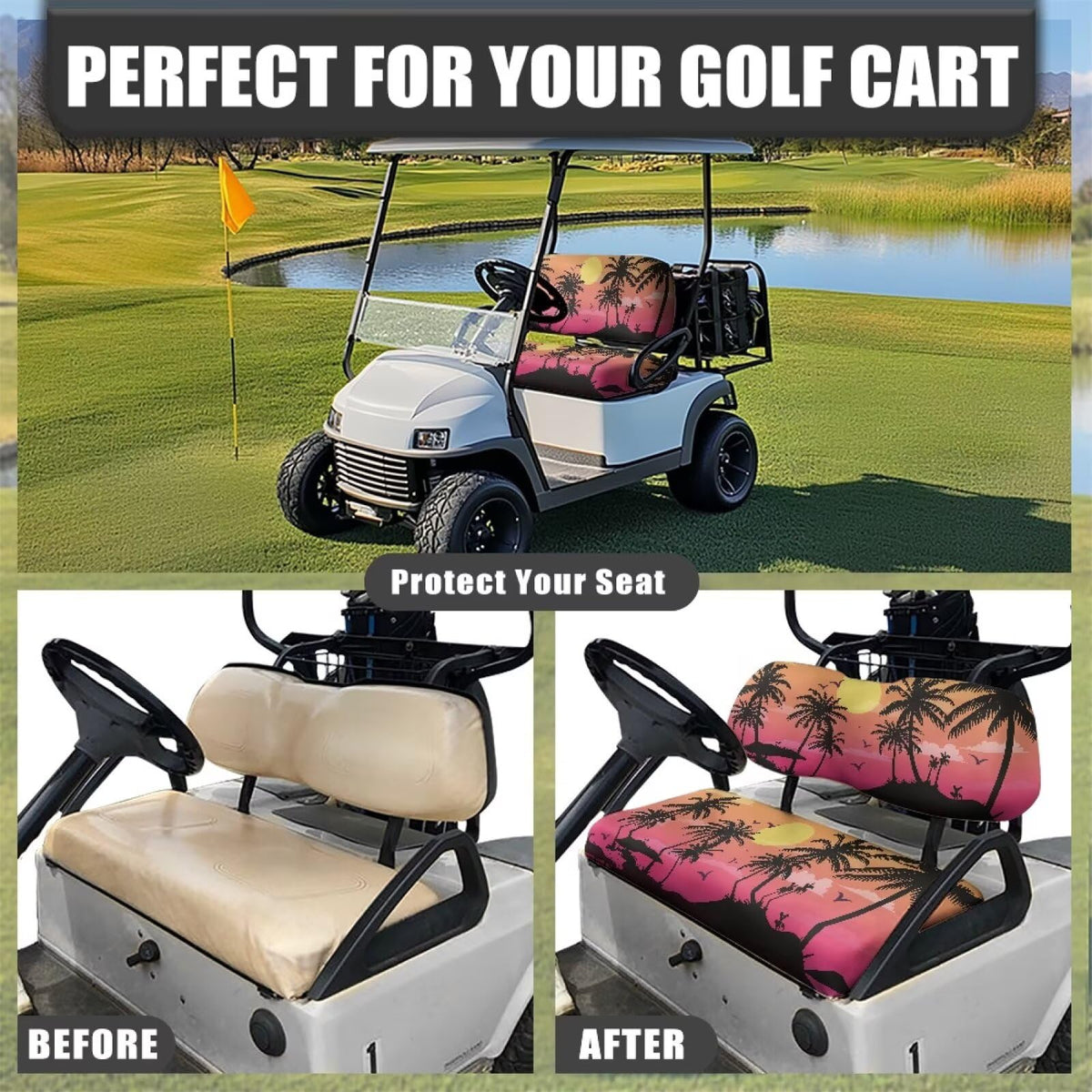 Darisoco multi-scenario seat cover protects carts outdoors on courses and camps.