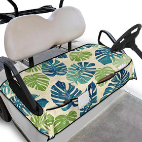 Darisoco Palm Leaves golf cart seat cover with pockets for accessories.