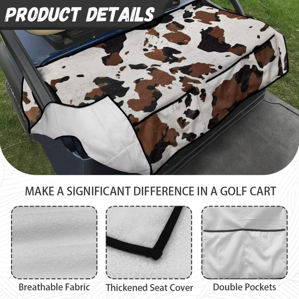 Stylish patterned Darisoco seat cover helps the cart stand out on the course.