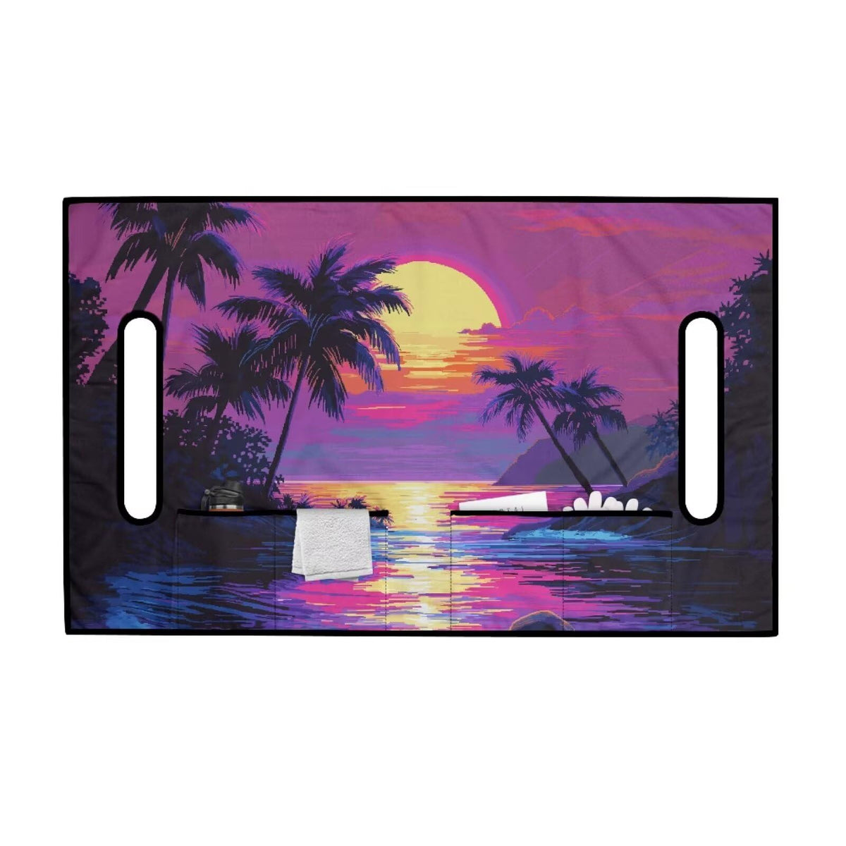 Darisoco purple sunset palm seat cover adds bold style and seat protection.