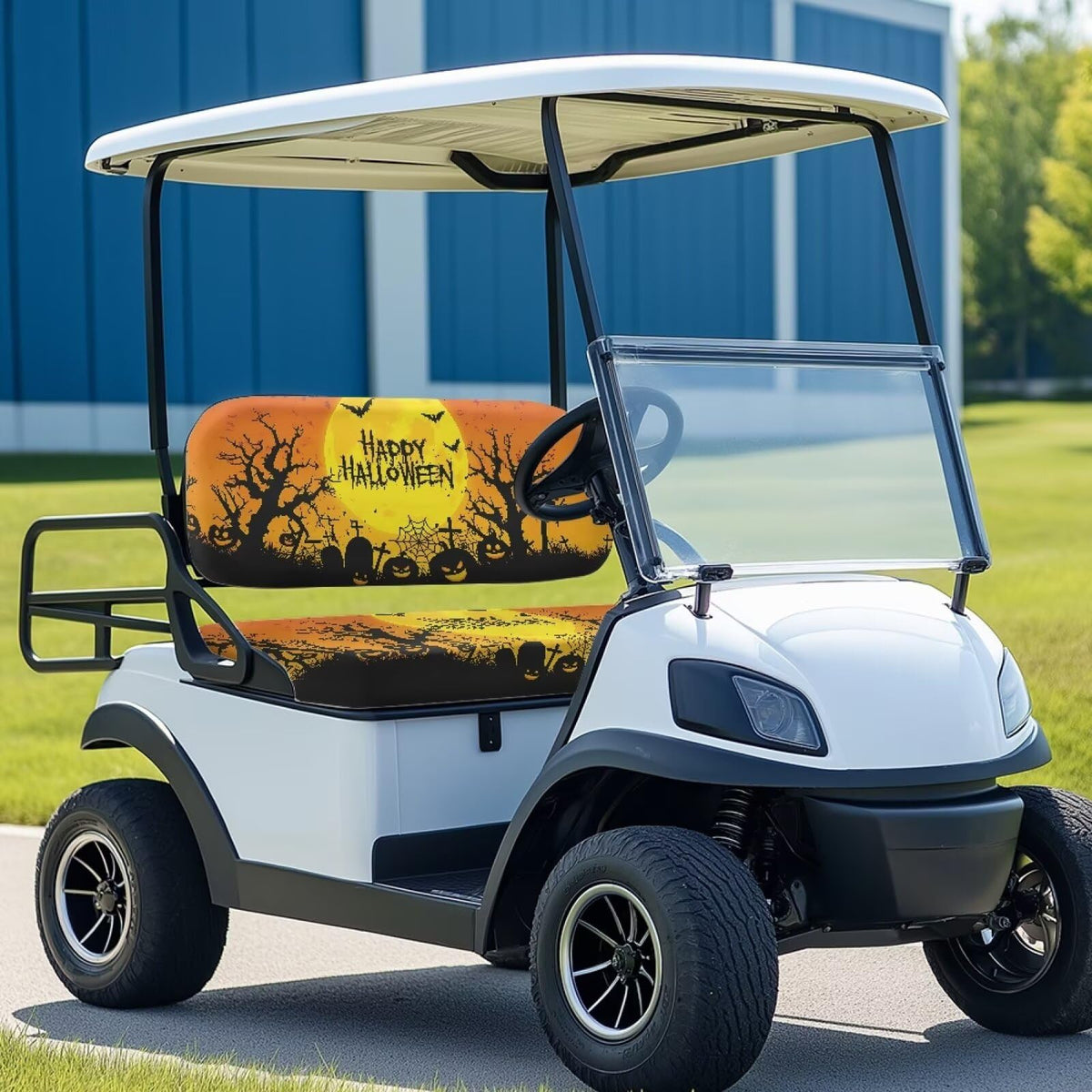 Darisoco quick-install seat cover with elastic edges fits most golf carts with ease.