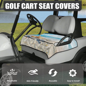 Darisoco Sea Shell seat cover front pockets keep towels and glasses handy.