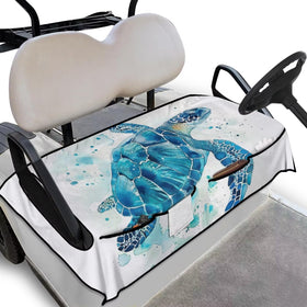 Darisoco Sea Turtle Evolution seat cover on a golf cart with universal fit protects seats.