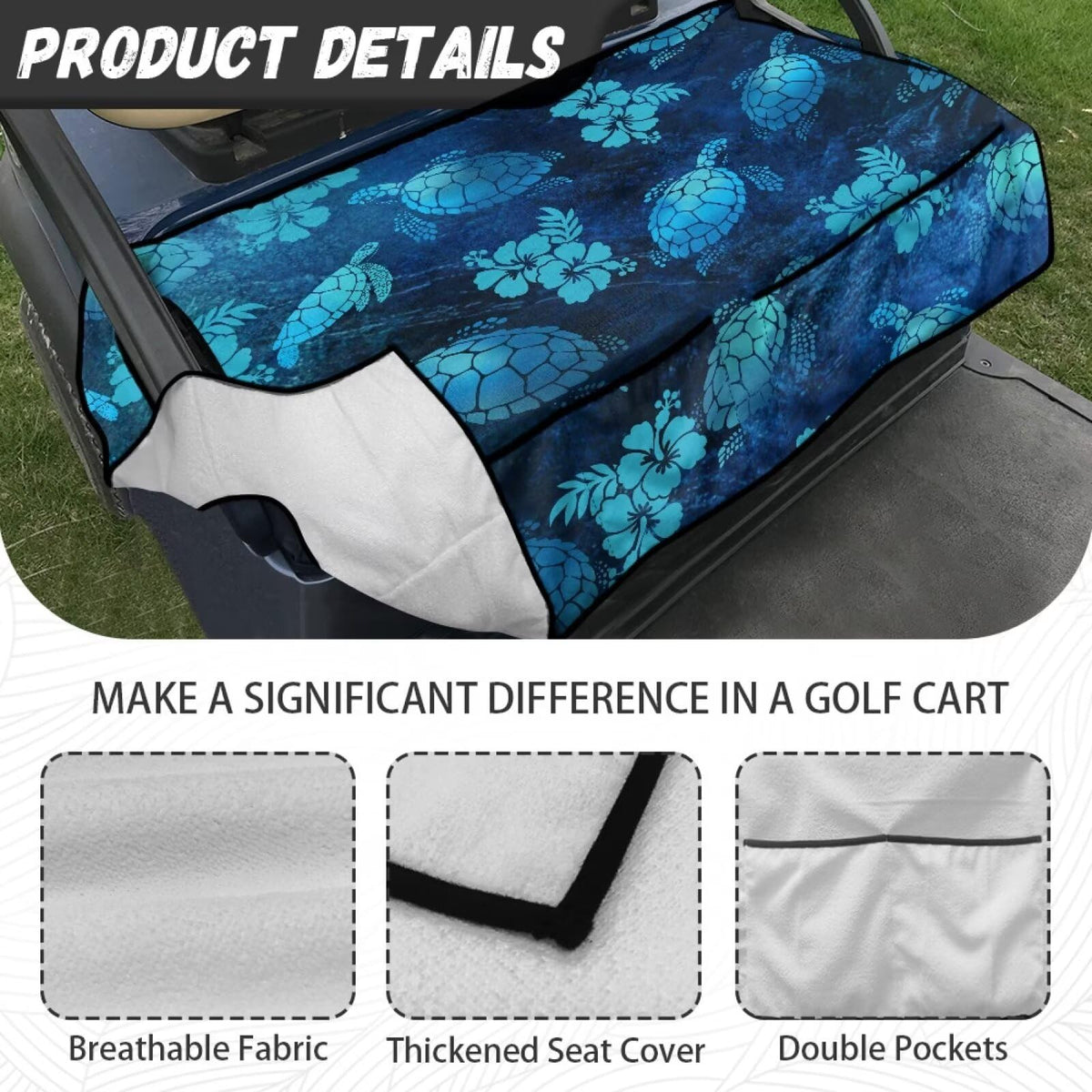 Darisoco sea turtle pattern adds a stylish touch to your golf cart.