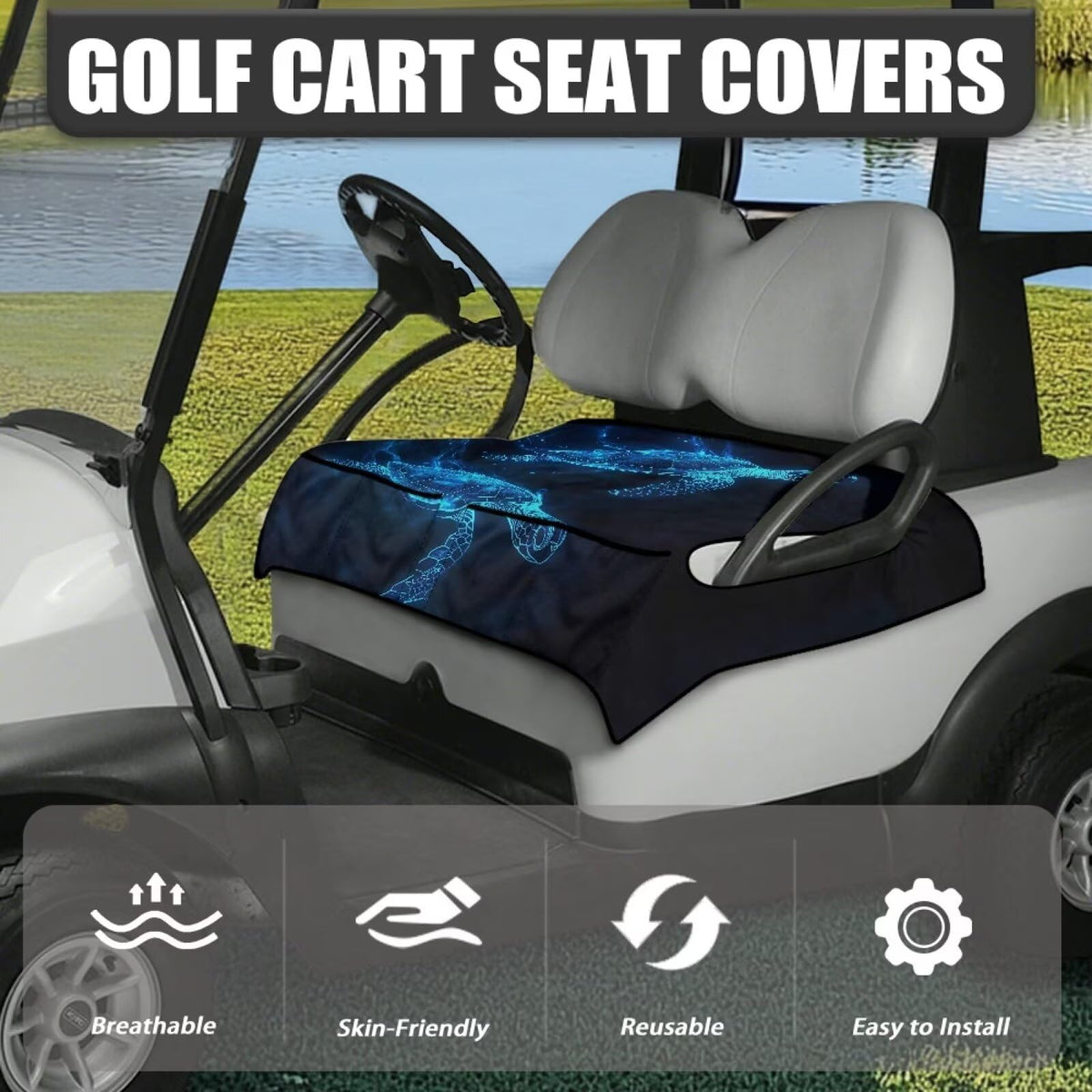 Darisoco sea turtle pattern seat cover with four front pockets for storage
