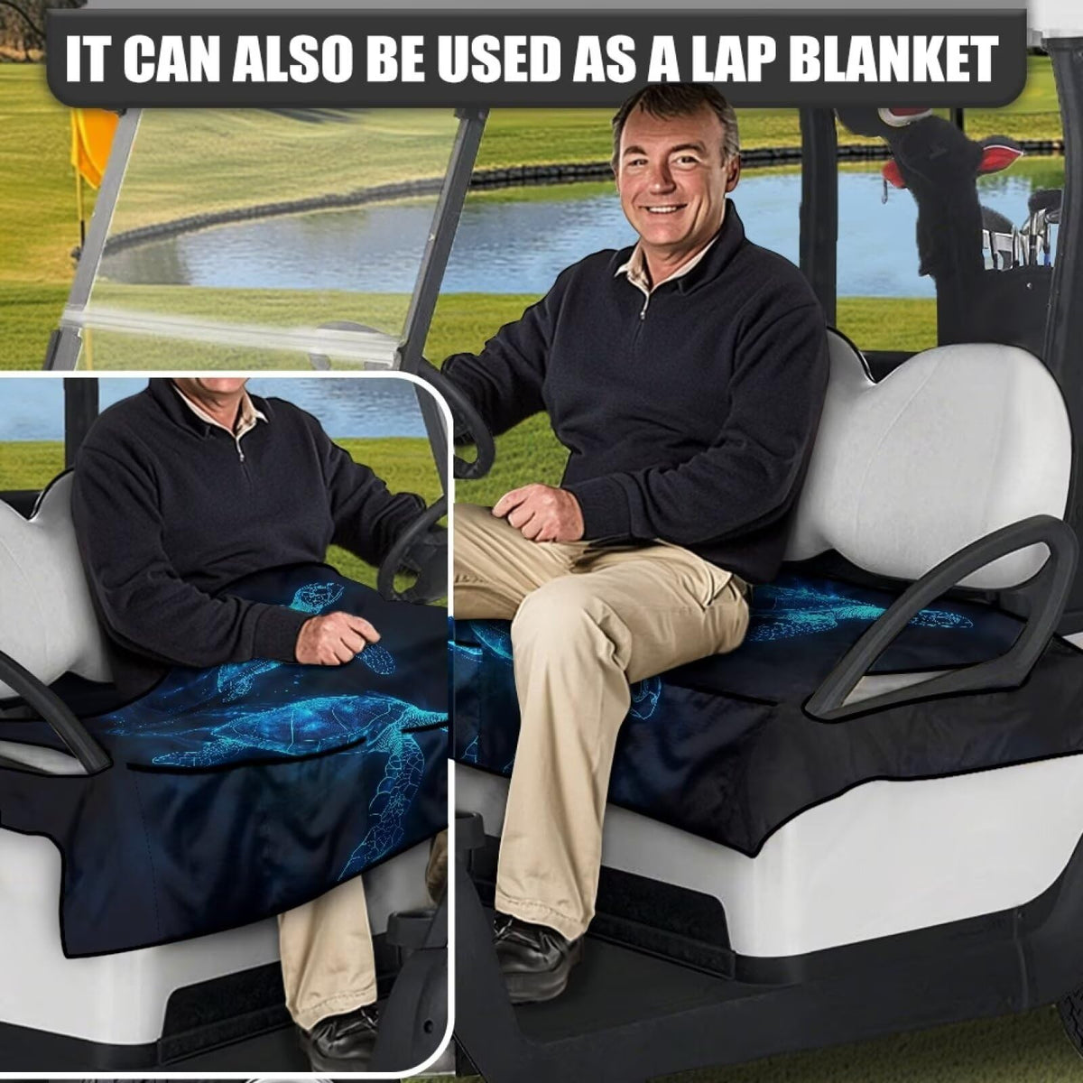 Darisoco sea turtle pattern seat cover protects leather and reduces heat buildup