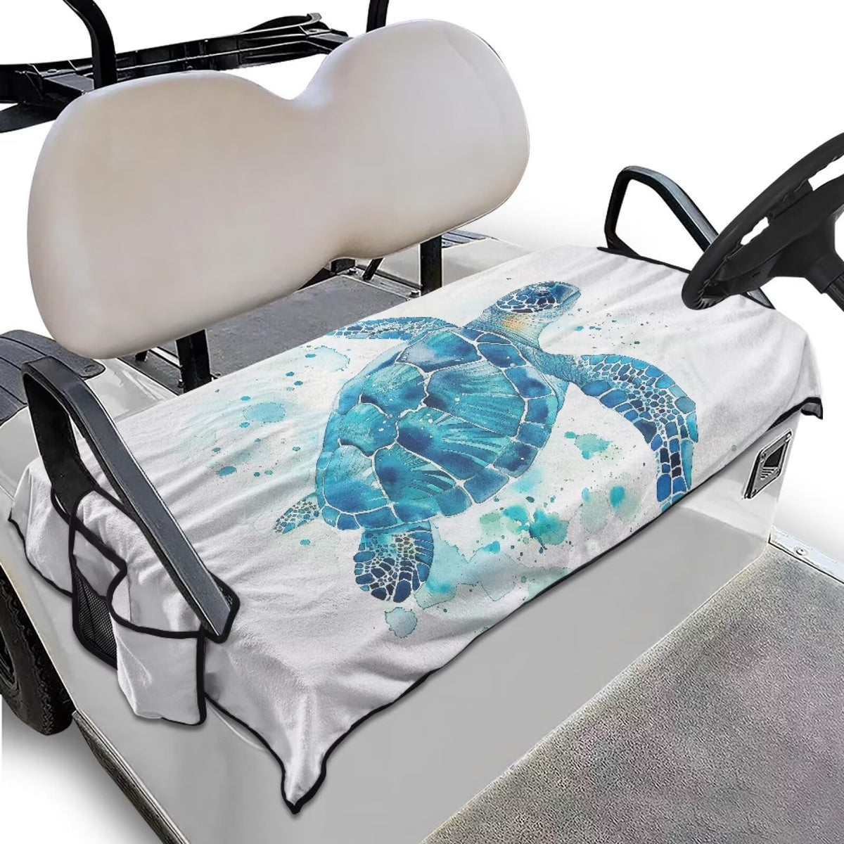 Darisoco Sea Turtle seat cover on a two-person Club Car with universal fit