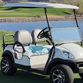 Darisoco seat cover being installed easily on a golf cart seat