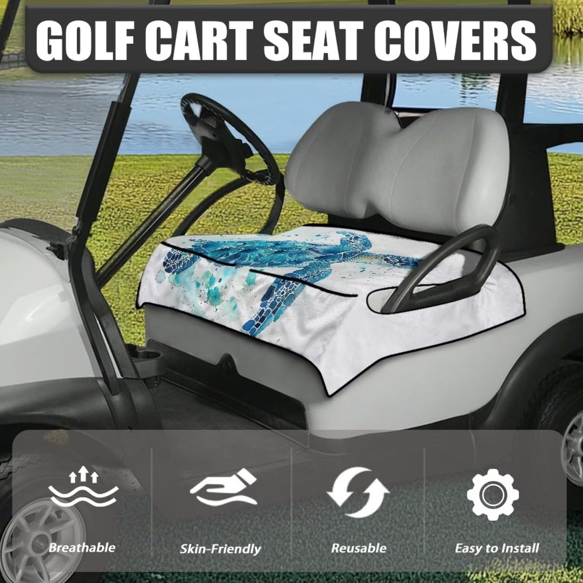 Darisoco 52x32 inch cover demonstrates full-seat coverage and easy installation.