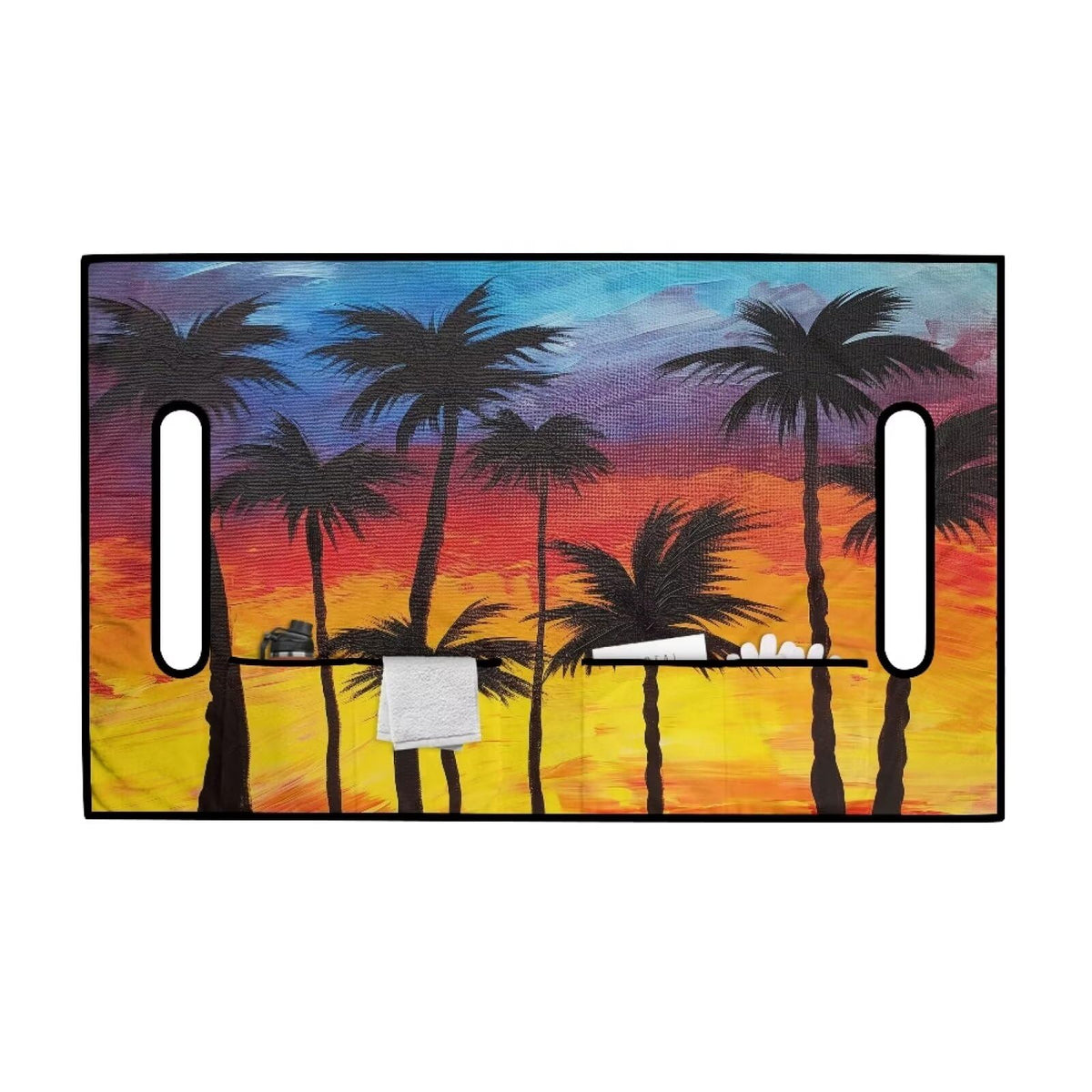Darisoco Sunset Palm front pockets hold sunglasses and towels within easy reach.