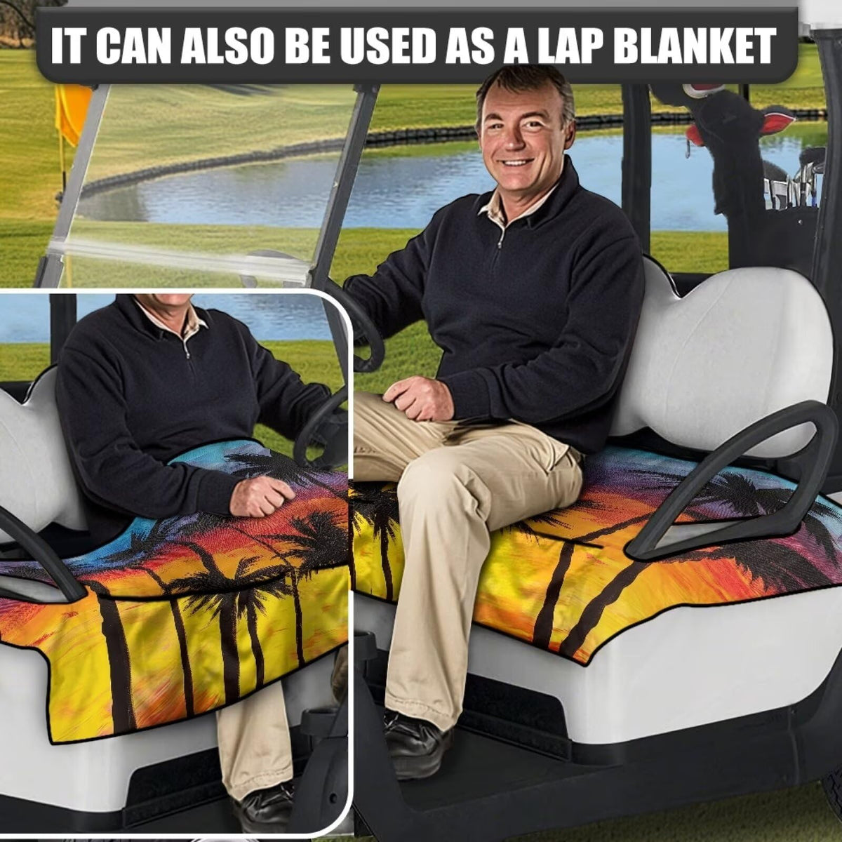 Darisoco Sunset Palm seat-coverage shields seats from sun and wear.