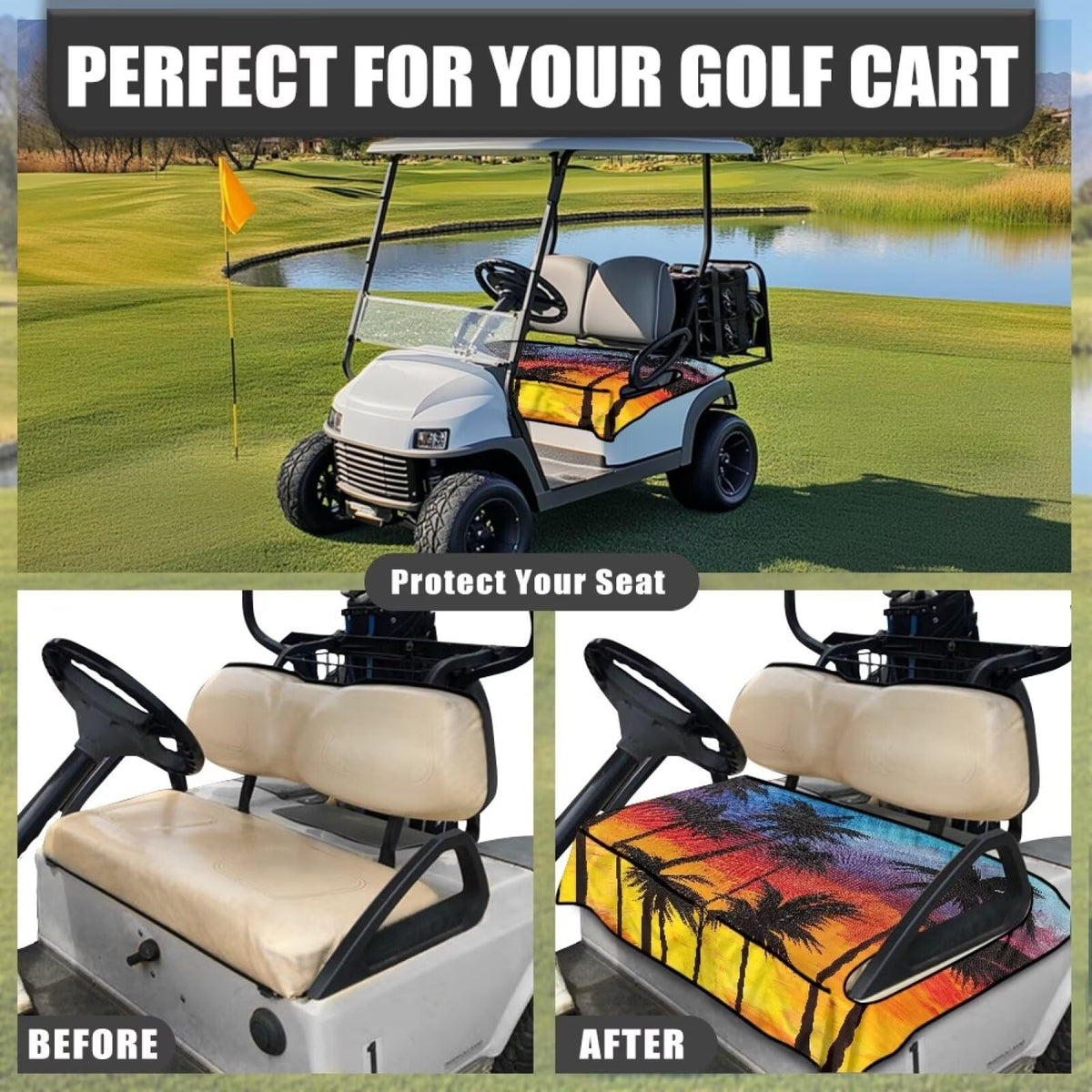 Darisoco Sunset Palm towel-blanket adds breathable comfort on the course.