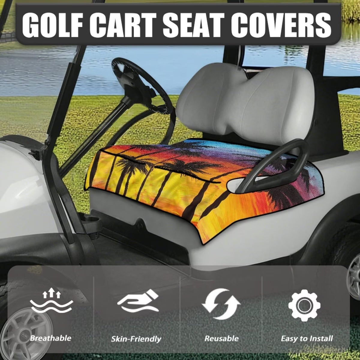Darisoco Sunset Palm universal-fit design for EZ GO, Club Car and similar carts.