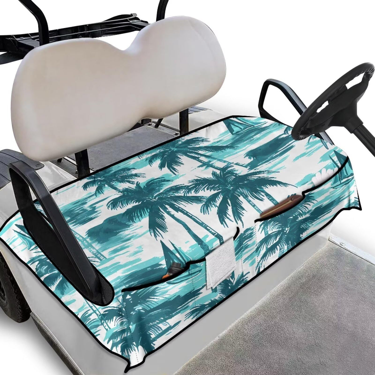 Darisoco two-person seat cover with pockets keeps essentials organized.