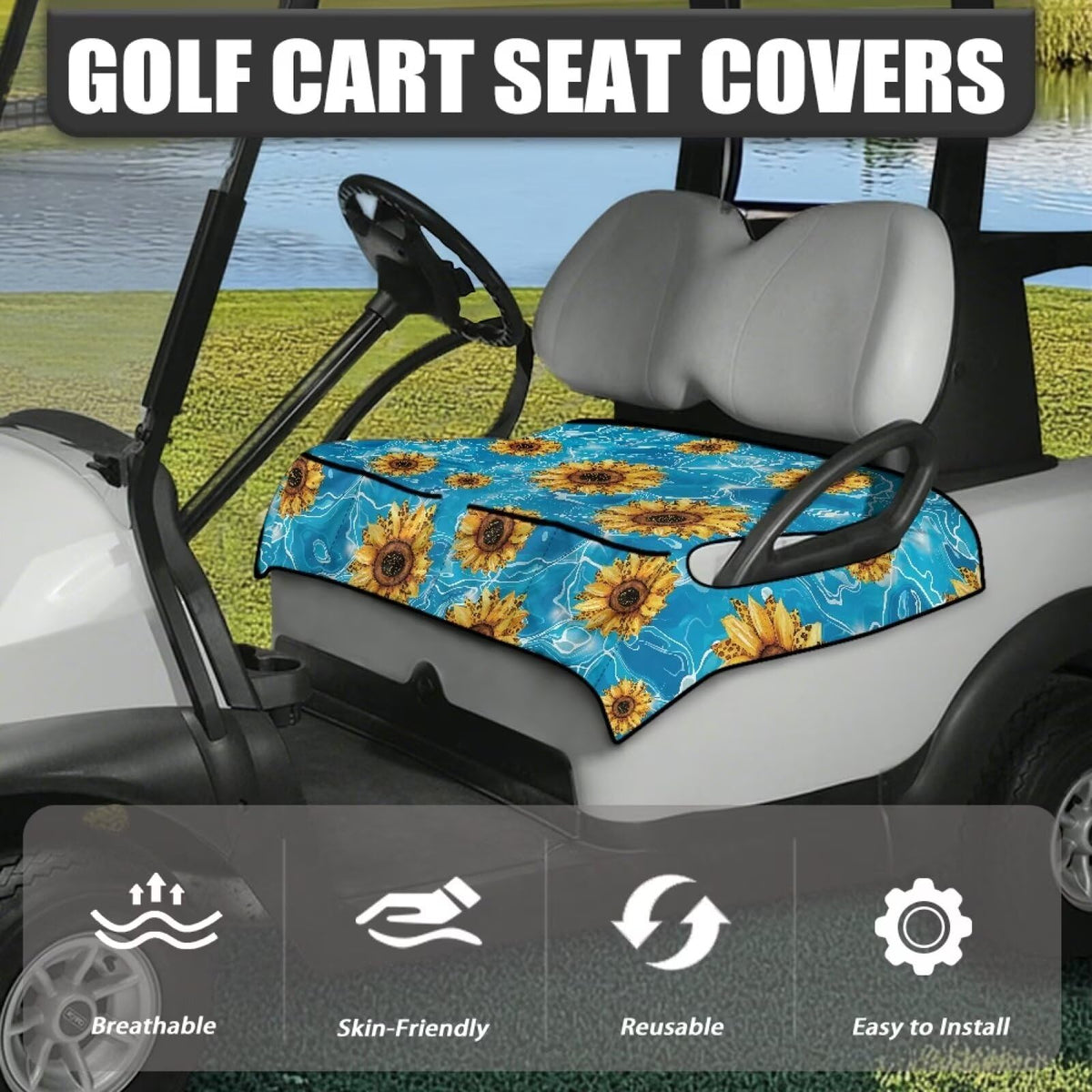 Darisoco universal 2-person seat cover fits EZ GO and Club Car.