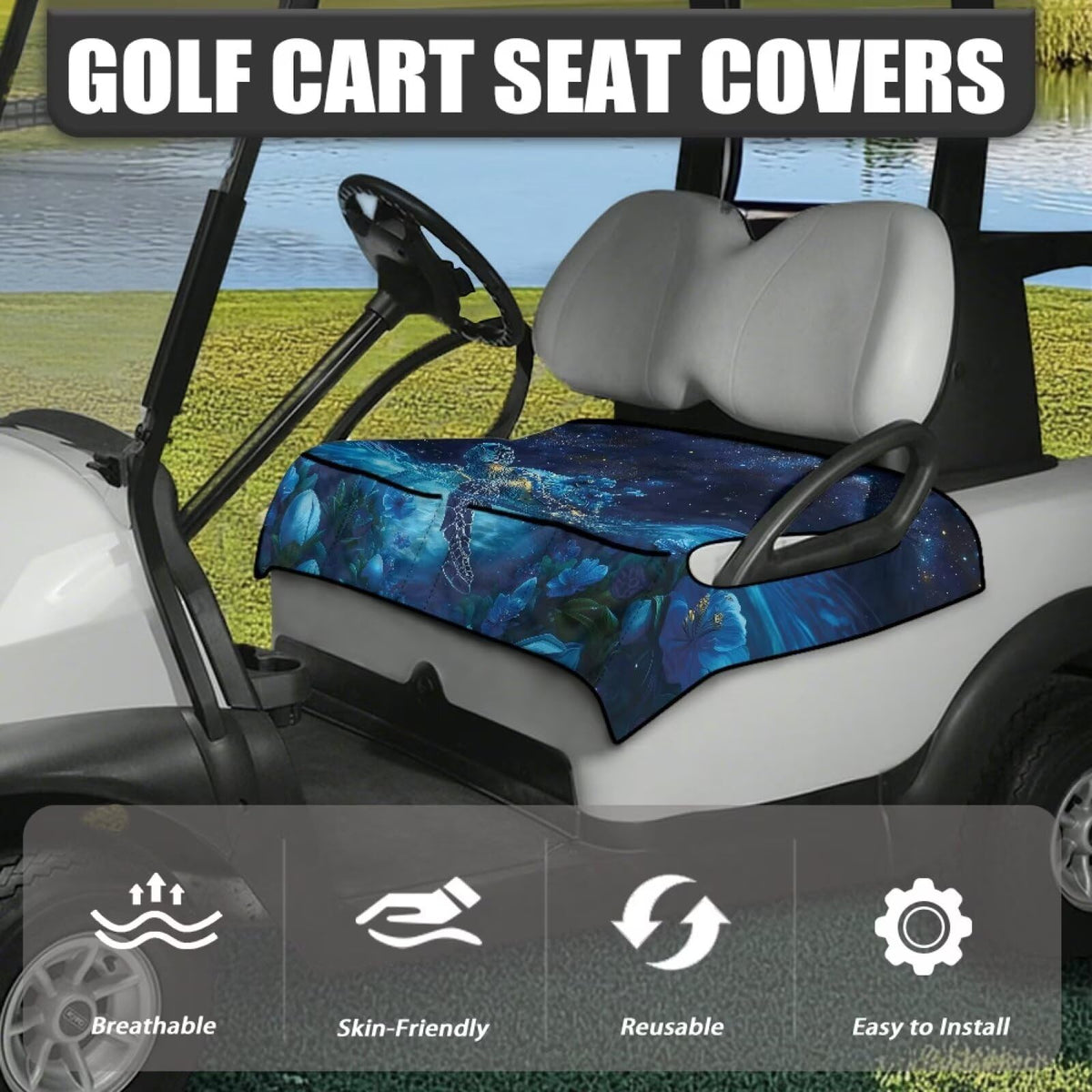 Darisoco universal 2-person seat cover fits most golf carts easily