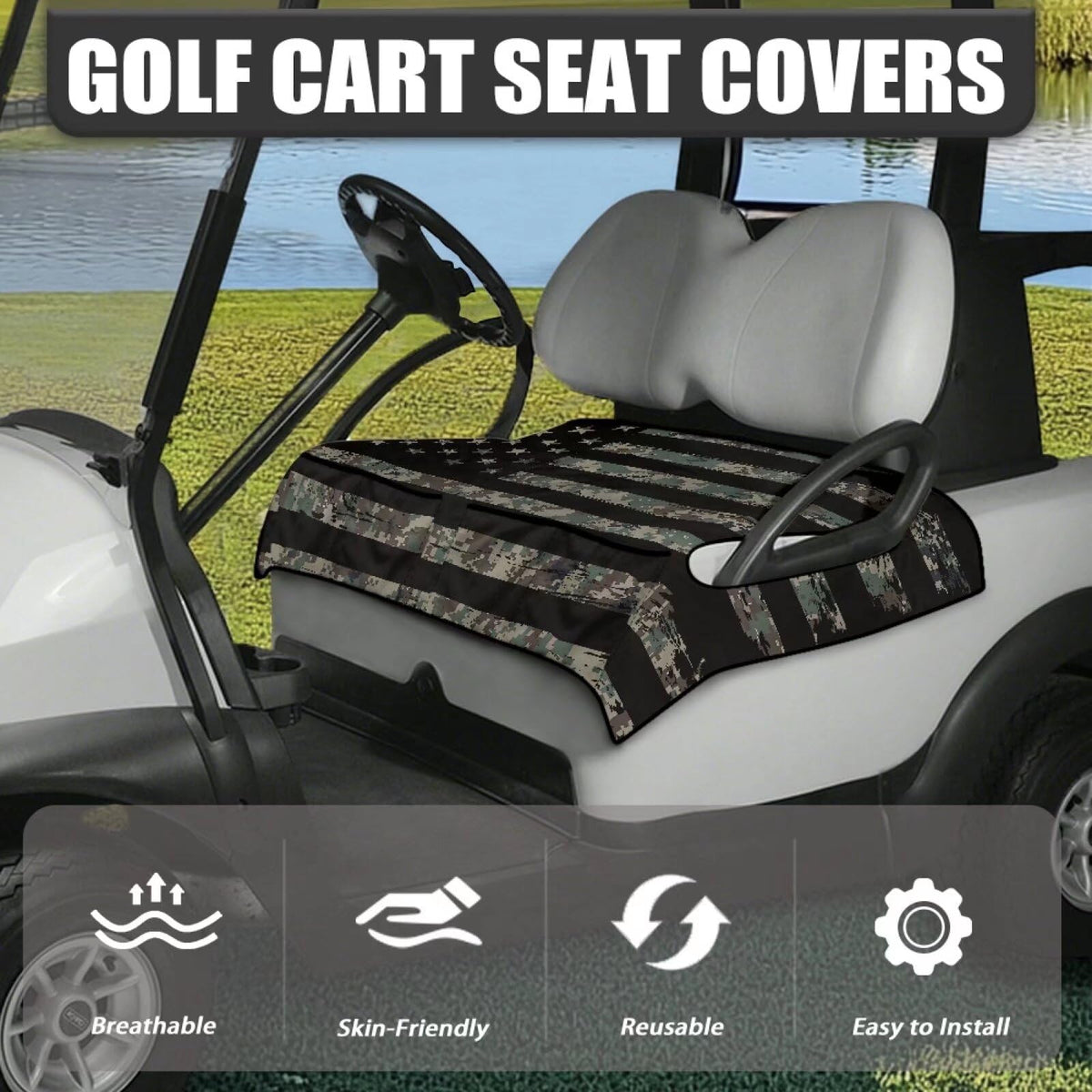 Universal fit works with EZ GO Club Car and more for two-person carts