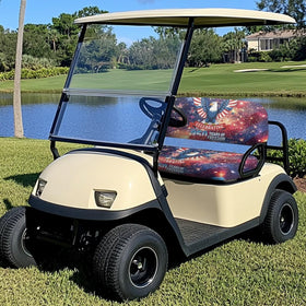 Darisoco waterproof golf cart seat cover for wet weather and mud protection.