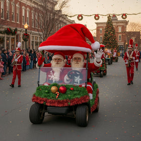 Datanly velvet Santa hat on SUV demonstrates versatile vehicle compatibility