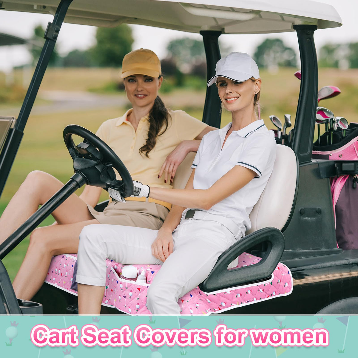 Datanly non-slip back golf cart seat cover keeps seats securely in place