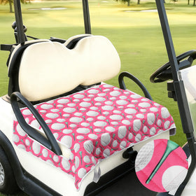 Datanly pink seat cover for two-person golf carts with plush comfort.