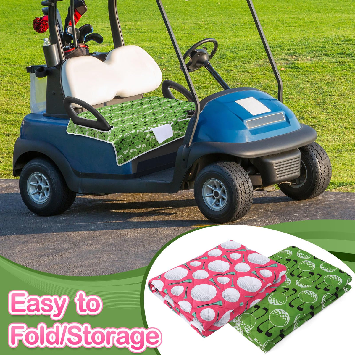 Datanly seat towel blanket in a fun design enhances cart seating and comfort