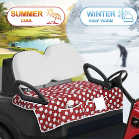 Datanly two-piece seat cover set provides full front coverage.
