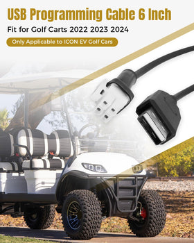 Daxabfuz cable in use during on-site ICON EV cart configuration.