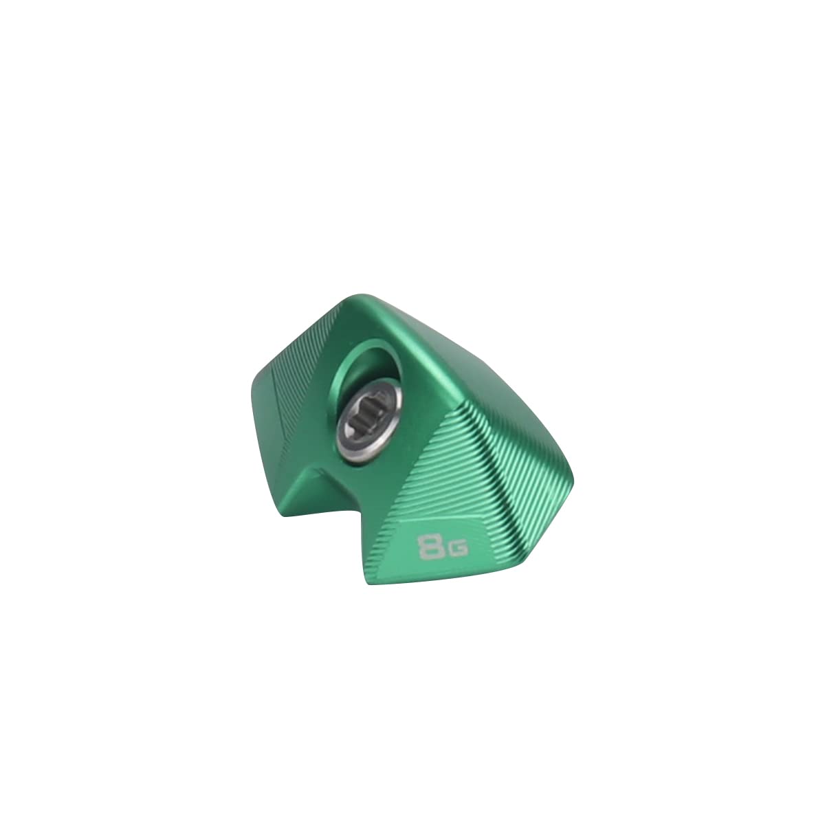 Closeup of DAZUZ green 8g weight showing finish and quality