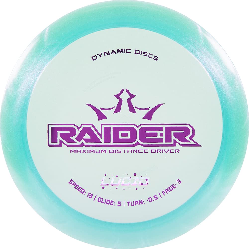 Dynamic Discs Raider distance driver in Glimmer Lucid Ice with a stable flight.