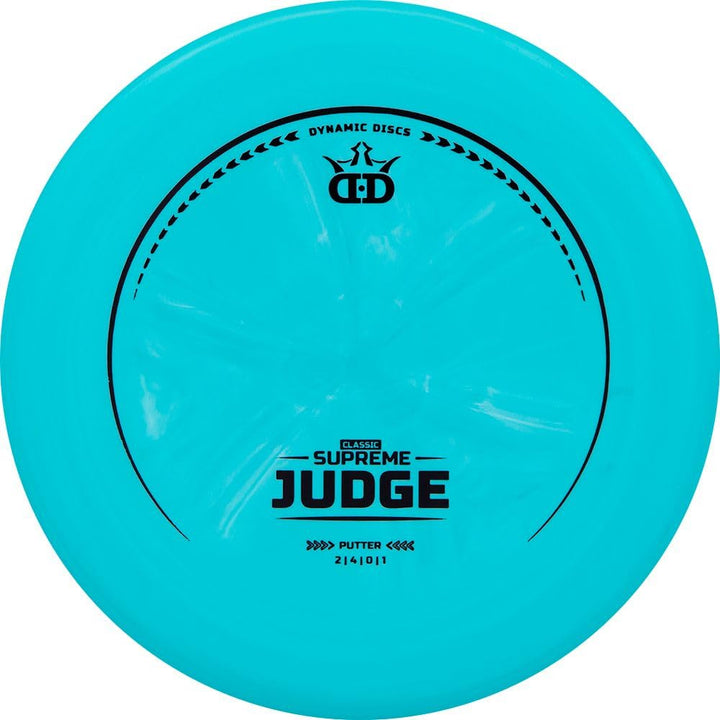 Dynamic Discs Judge Putter in Supreme plastic delivers a straight flight