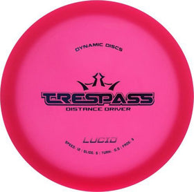 Dynamic Discs Lucid Trespass during flight, predictable fade to finish on target.