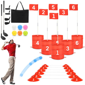 deAO Golf Yard Game backyard setup for quick, portable fun