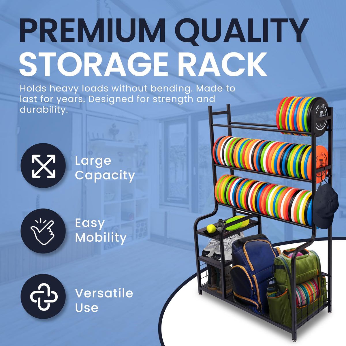 DECORDEEP disc golf storage rack sturdy metal construction for durable storage