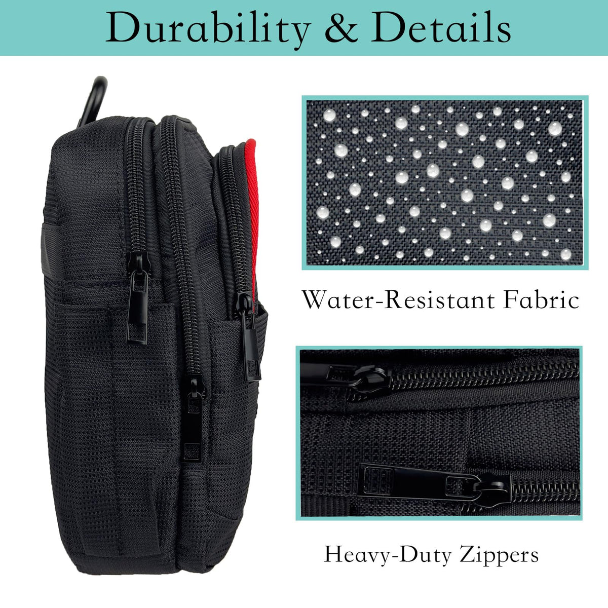 DEEALL Close-up of durable nylon golf pouch showing rugged texture