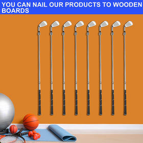 Deekin compact holder emphasizes space-saving organization for multiple clubs.
