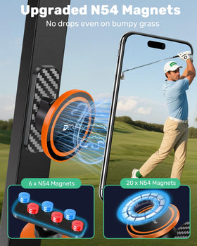 DEGUM Golf Cart Phone Holder requires no installation—phone attached and magnetically mounted.