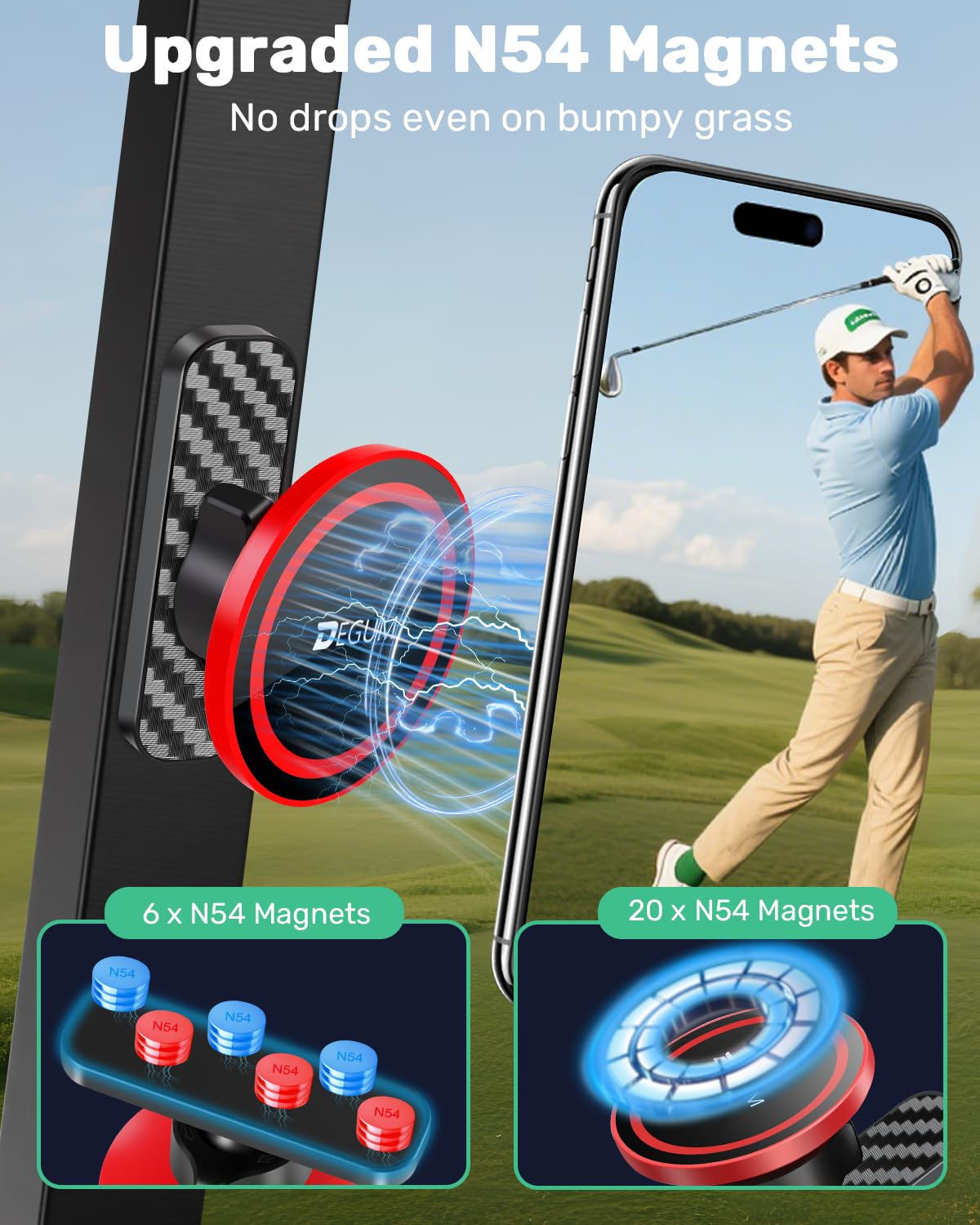 DEGUM red color design helps it stand out on the course.