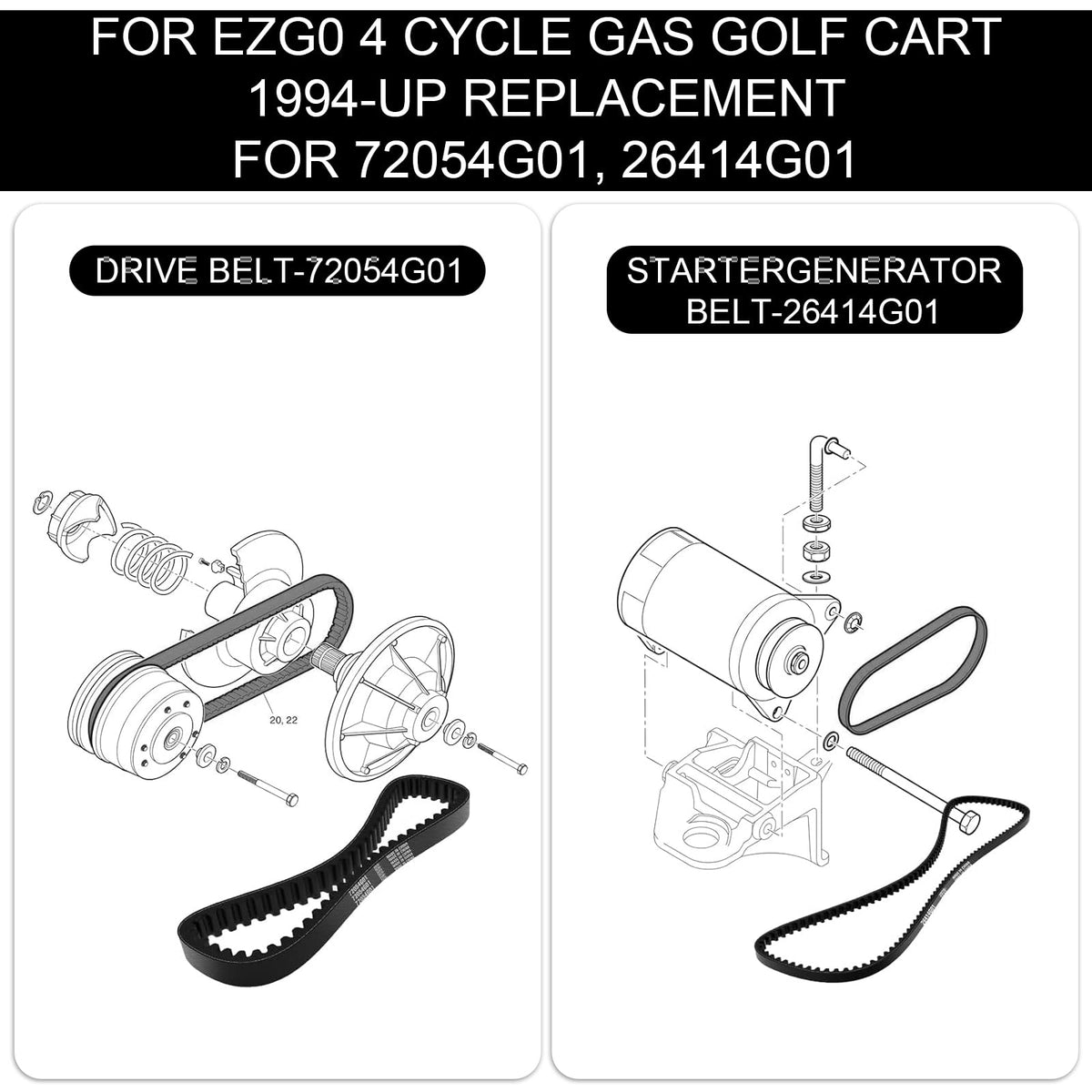 Delixike belt dimensions 9x8x1 inches ensure precise EZGO fit.