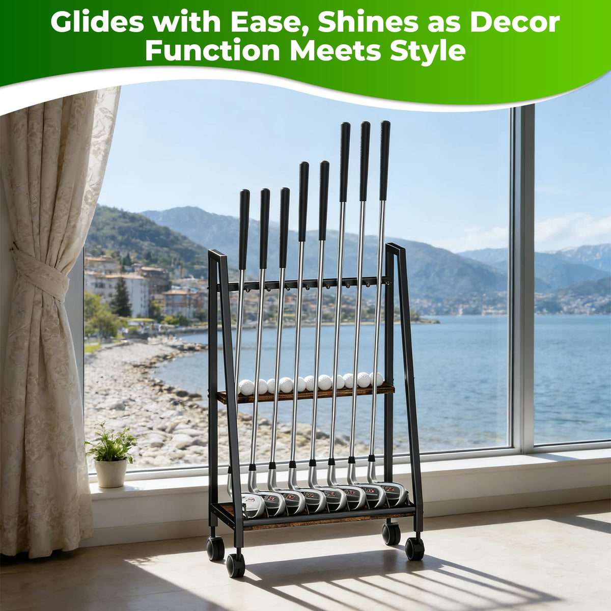 DEMEGA portable golf storage rack for garage and home office