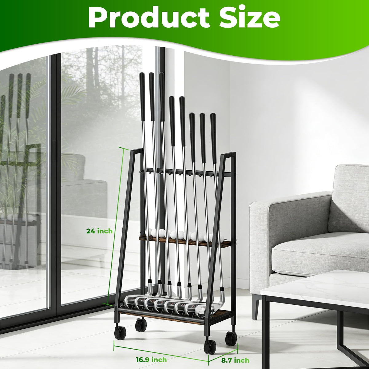 DEMEGA matte black iron frame with natural wood board adds stylish storage