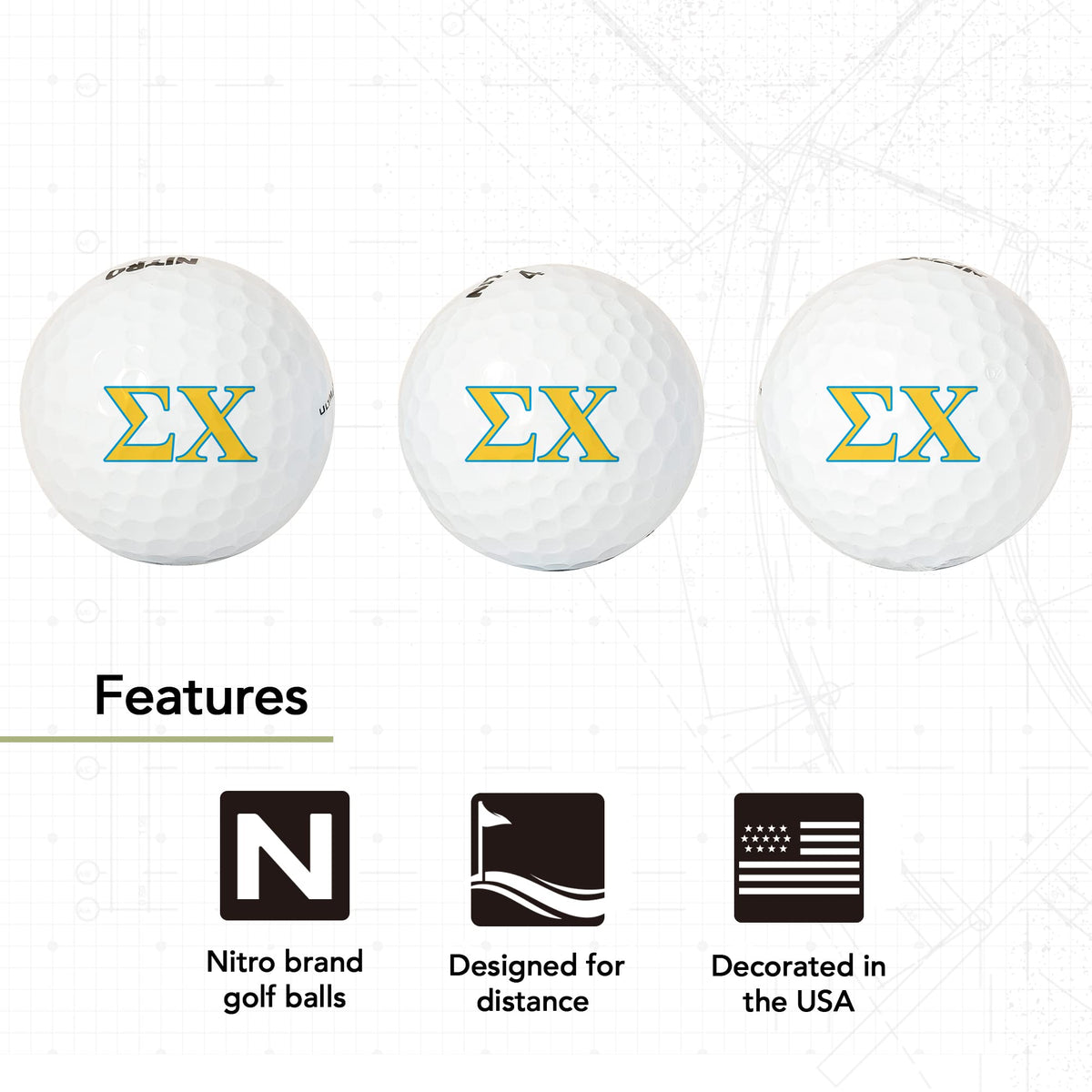 USA-printed logo detail on licensed Desert Cactus golf balls