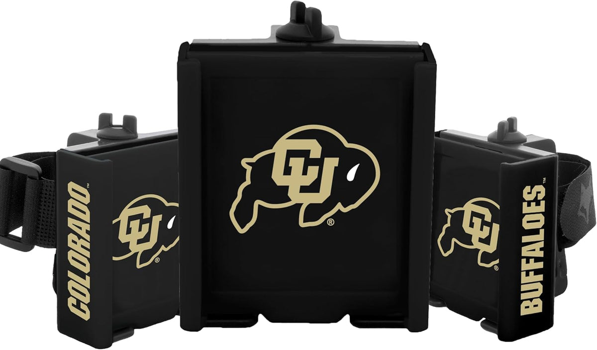 DESERT FOX GOLF cart phone caddy with Colorado Buffaloes logo keeps your phone secure.