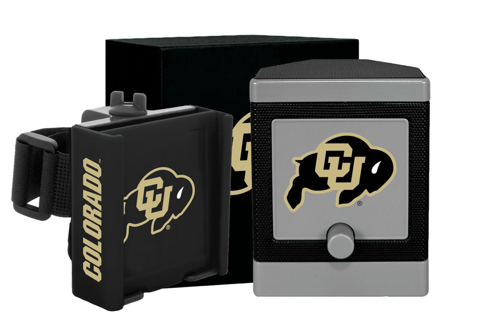 DESERT FOX GOLF Cart Phone Caddy mounted on a Colorado Buffaloes cart for secure phone access