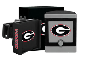 DESERT FOX GOLF cart phone caddy on a Georgia Bulldogs cart, secure hands-free access.