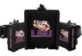 DESERT FOX GOLF cart phone caddy front view with LSU logo for quick GPS access