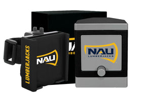 DESERT FOX GOLF cart phone caddy on a NAU-themed cart offering secure device storage